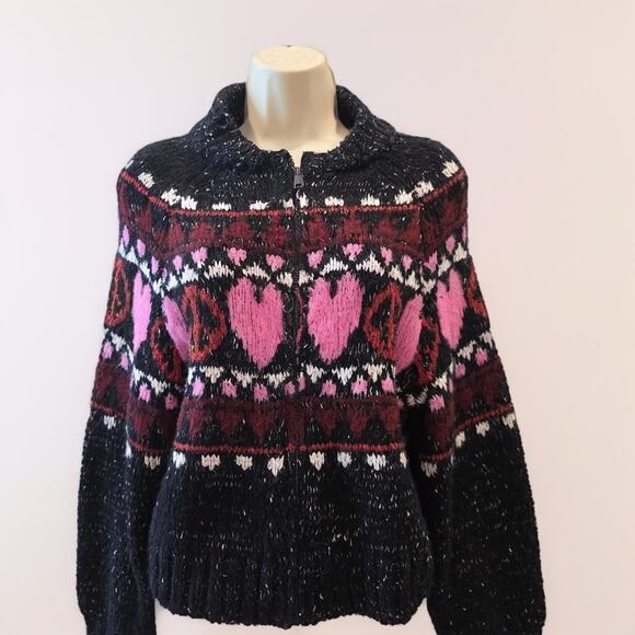Pilcro by Anthropologie Peace Love Icon Zip Up Sweater Retails $168 - Picture 3 of 12